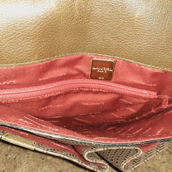 Vintage LANCEL PARIS 1876-Messenger Bag-Chevron-Grey/Green Leather/Shoulder-EX - Picture 11 of 12